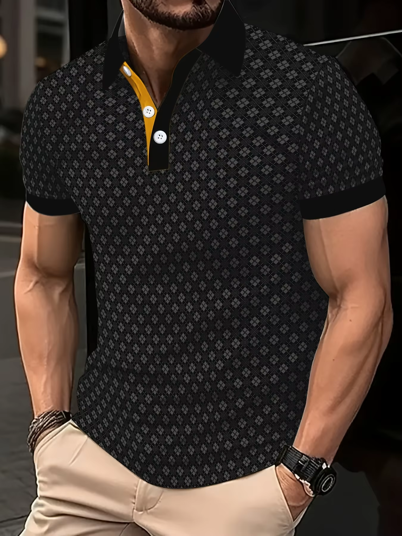 Nouveau style été 2026 – Polo homme à manches courtes avec motif pois 3D – Confortable, doux et resp
