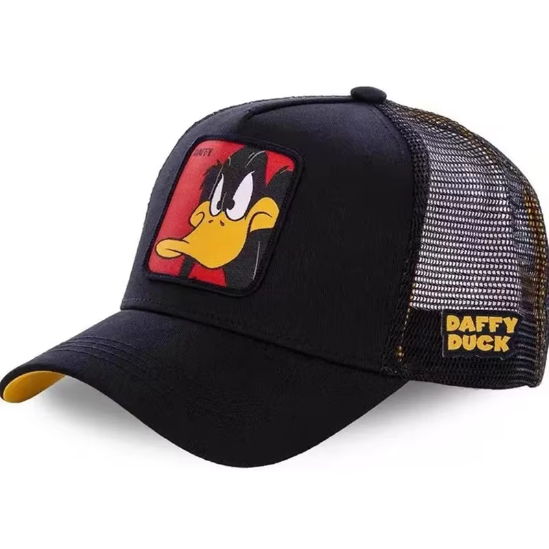 Casquette de baseball brodée motif canard de dessin animé, respirante en maille, chapeau de soleil m