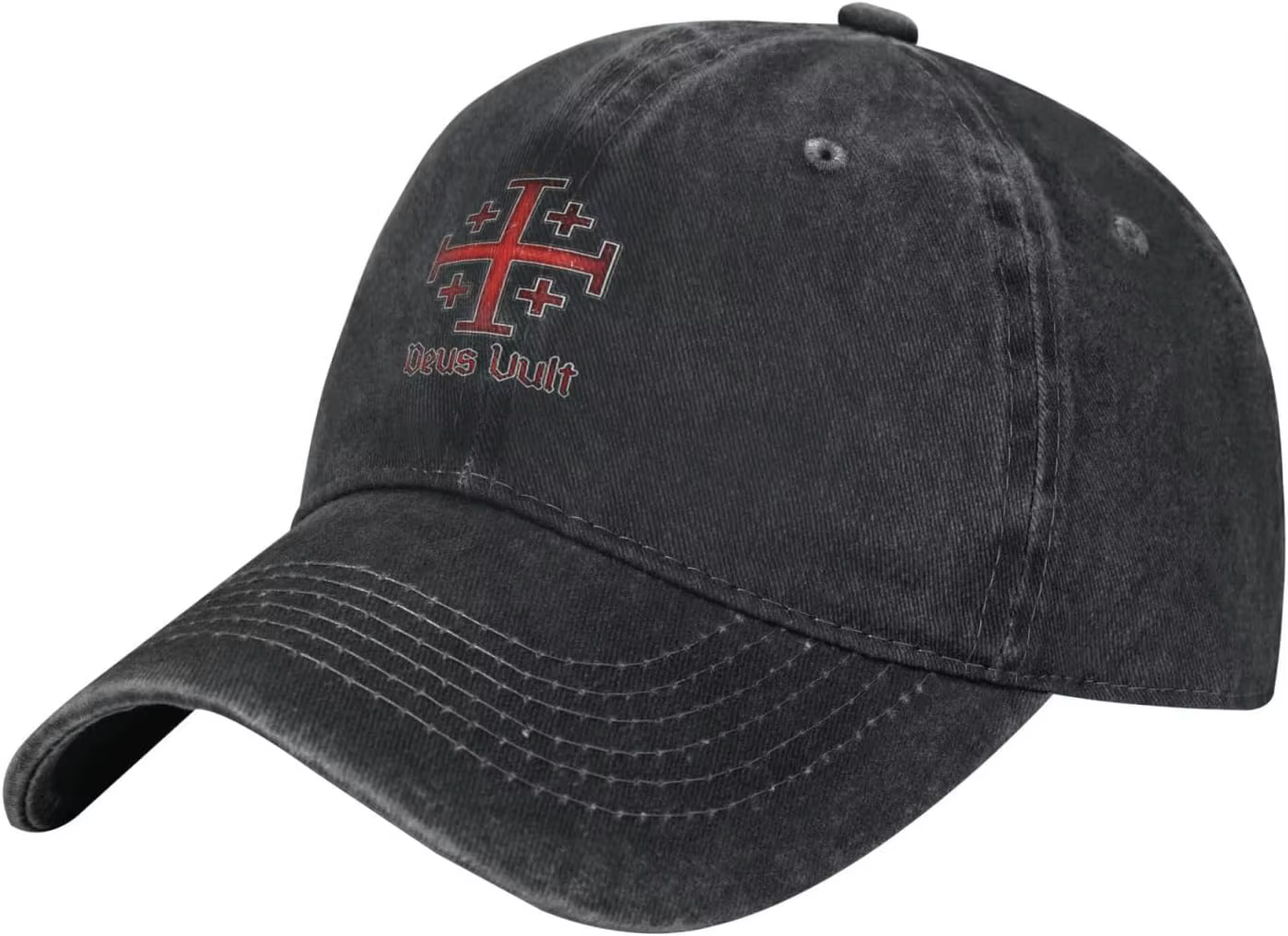 Casquette de baseball en denim Deus Vult Crusader Cross Jerusalem Knight Templar, chapeau rétro régl