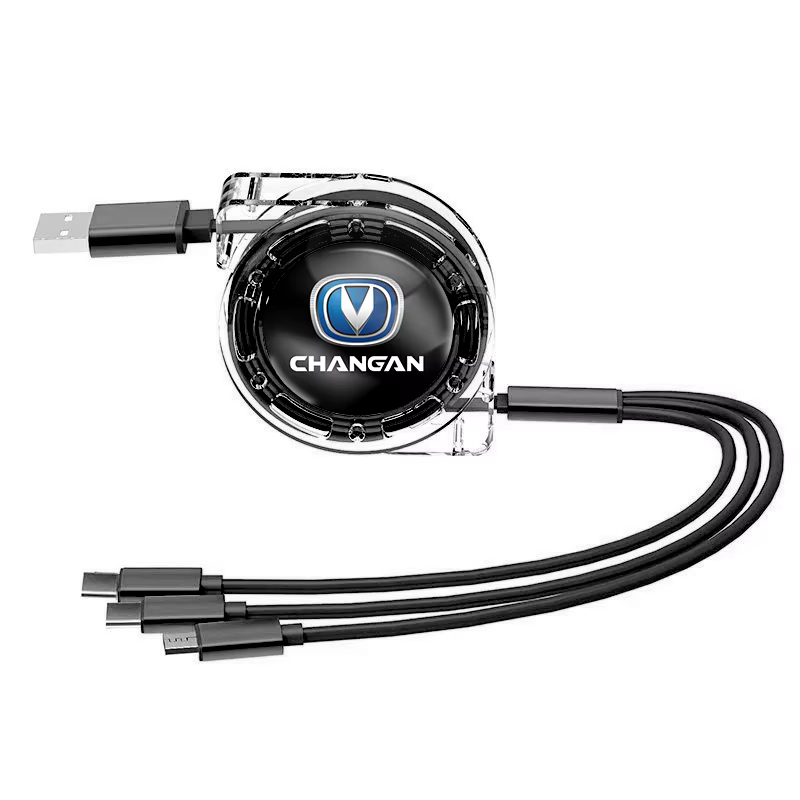 Chargeur rapide 3 en 1 pour intérieur de voiture, câble de données USB, accessoire pour Changan CS75