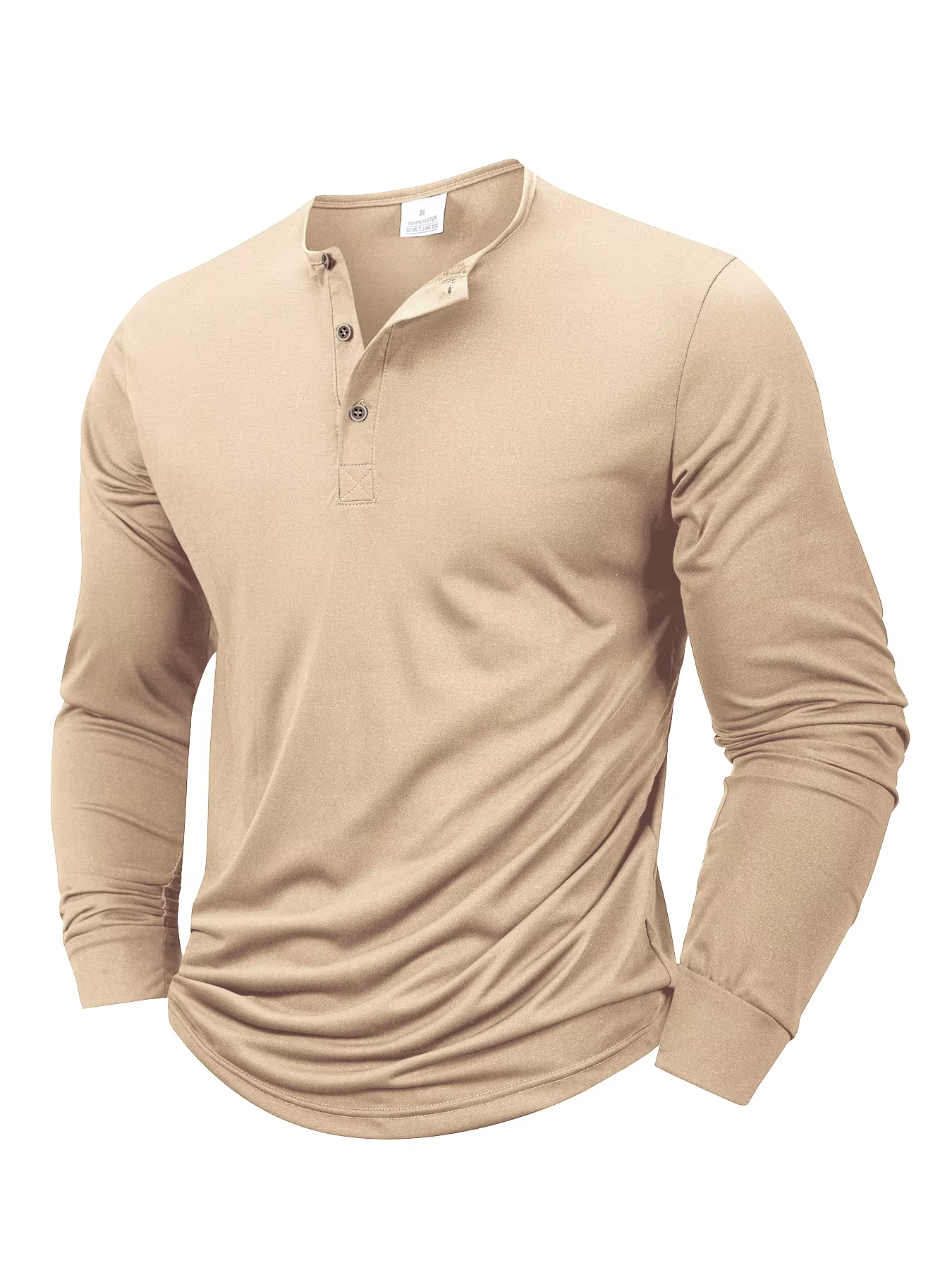 T-Shirt à manches longues et col Henley pour hommes, décontracté, couleur unie, respirant, Slim, hau