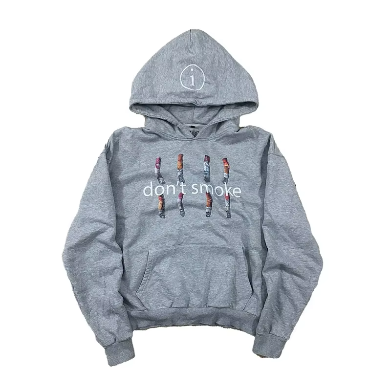 Y2K – sweat à capuche de sport gris pour hommes et femmes, pull rétro imprimé fumée, nouvelle mode V
