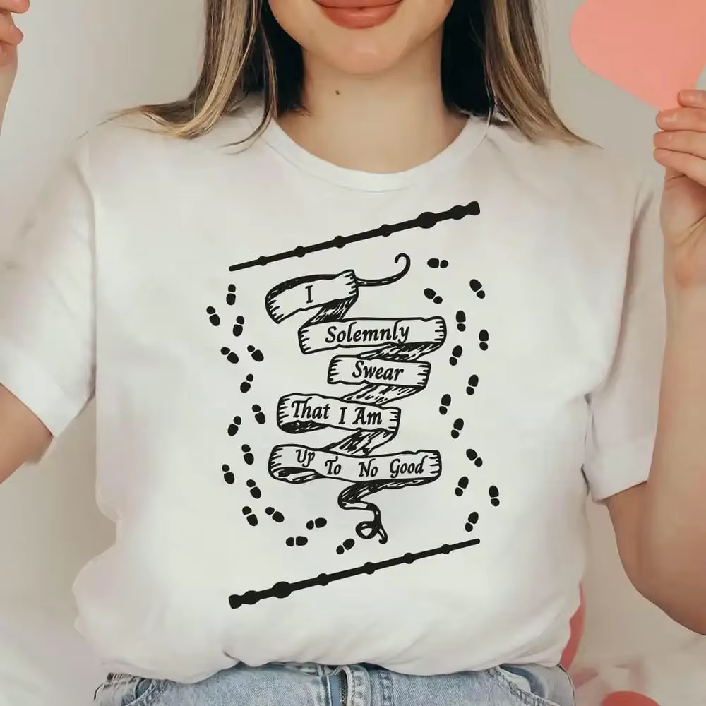 T-shirt manches courtes femme, streetwear, à la mode, avec baguette magique, Harry Potter, Poudlard