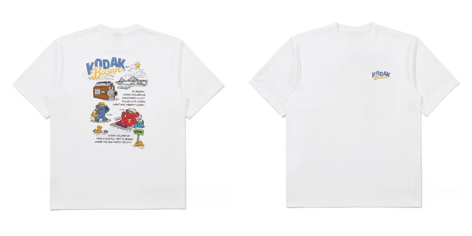 Nouveau T-shirt imprimé dessin animé Kodak Busan Bear 2026, streetwear coréen, coton, coupe oversize