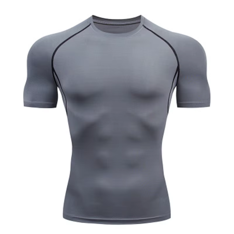 Sweat-shirt de fitness pour hommes, survêtement de jogging, t-shirt de compression à manches courtes