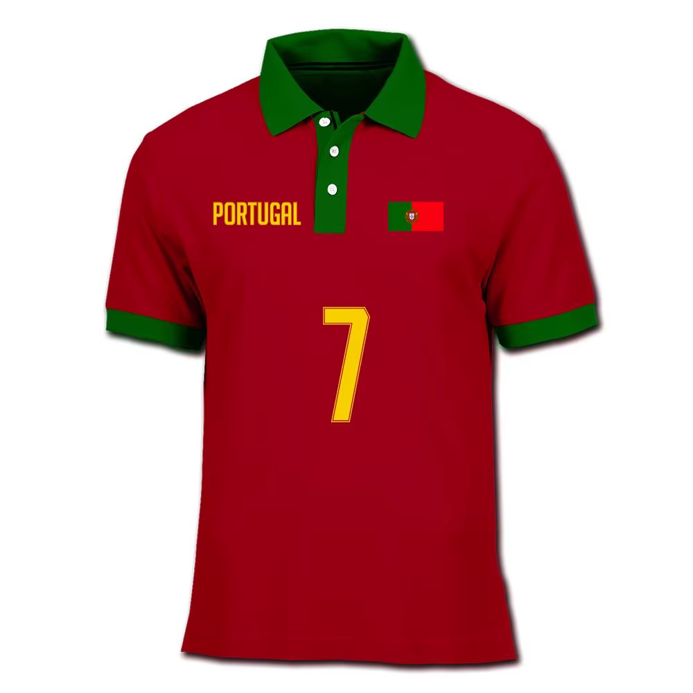 Polo pour homme, été, rétro, rouge et vert contrastés, respirant, séchage rapide, sport de plein air