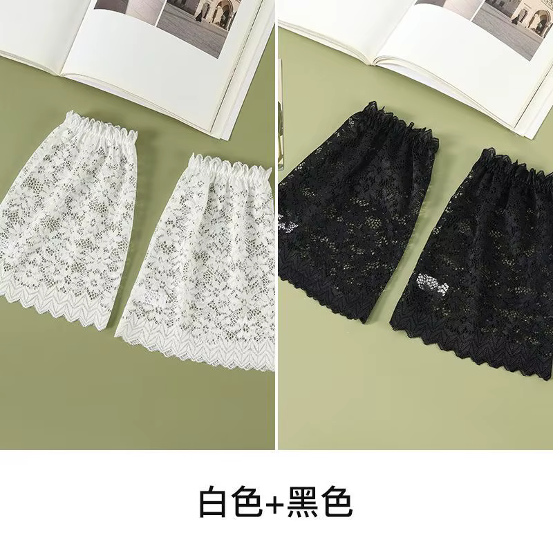 Manchettes longues et fines en dentelle pour femmes, protection solaire estivale, couvre-bras en mai