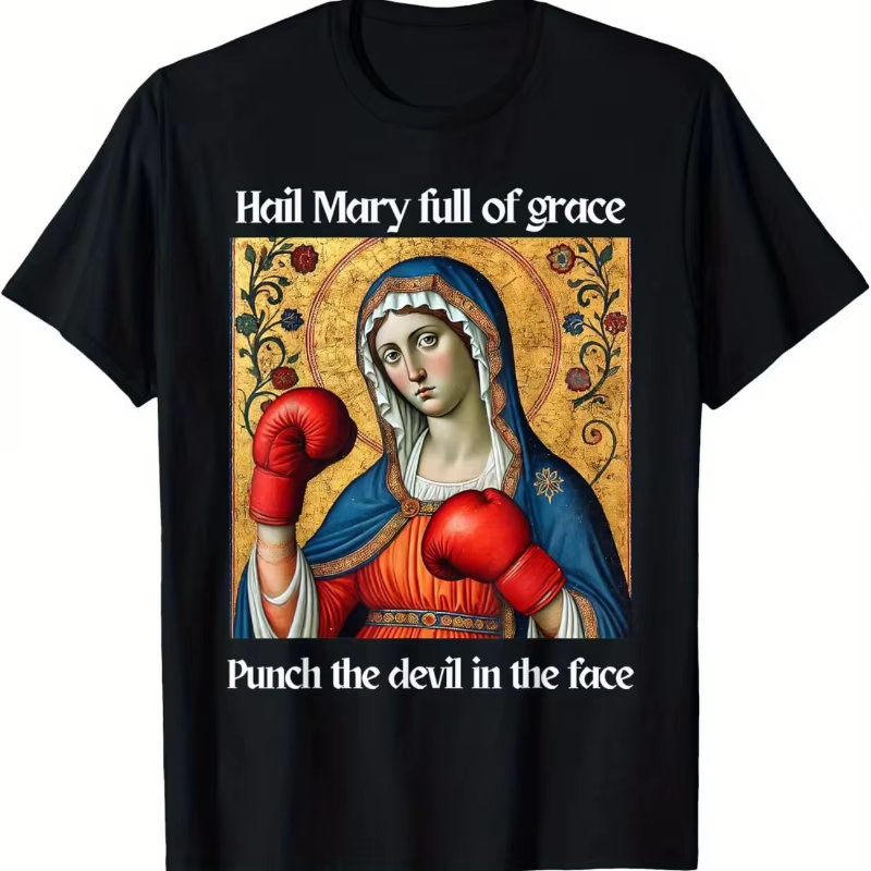 T-shirt pour hommes et femmes, nouveauté printemps-été, Hail Mary Full of Grace, Punch The Devil in 