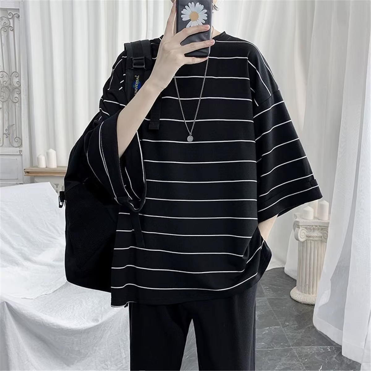 Cool été surdimensionné T-Shirt hommes drôle Harajuku T-Shirt Streetwear Femme rayé japon Hip Hop am