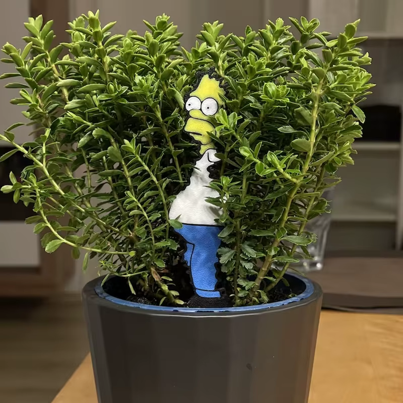 Panneau sur piquet végétal Homer Simpson « The Simpsons Bush Meme » Cadeau drôle