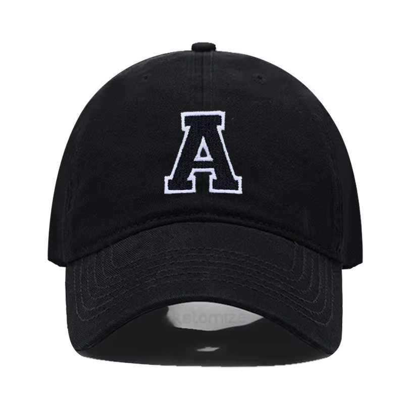 Lettre initiale A-Z casquette de Baseball noire pour hommes femmes haute qualité coton doux broder m