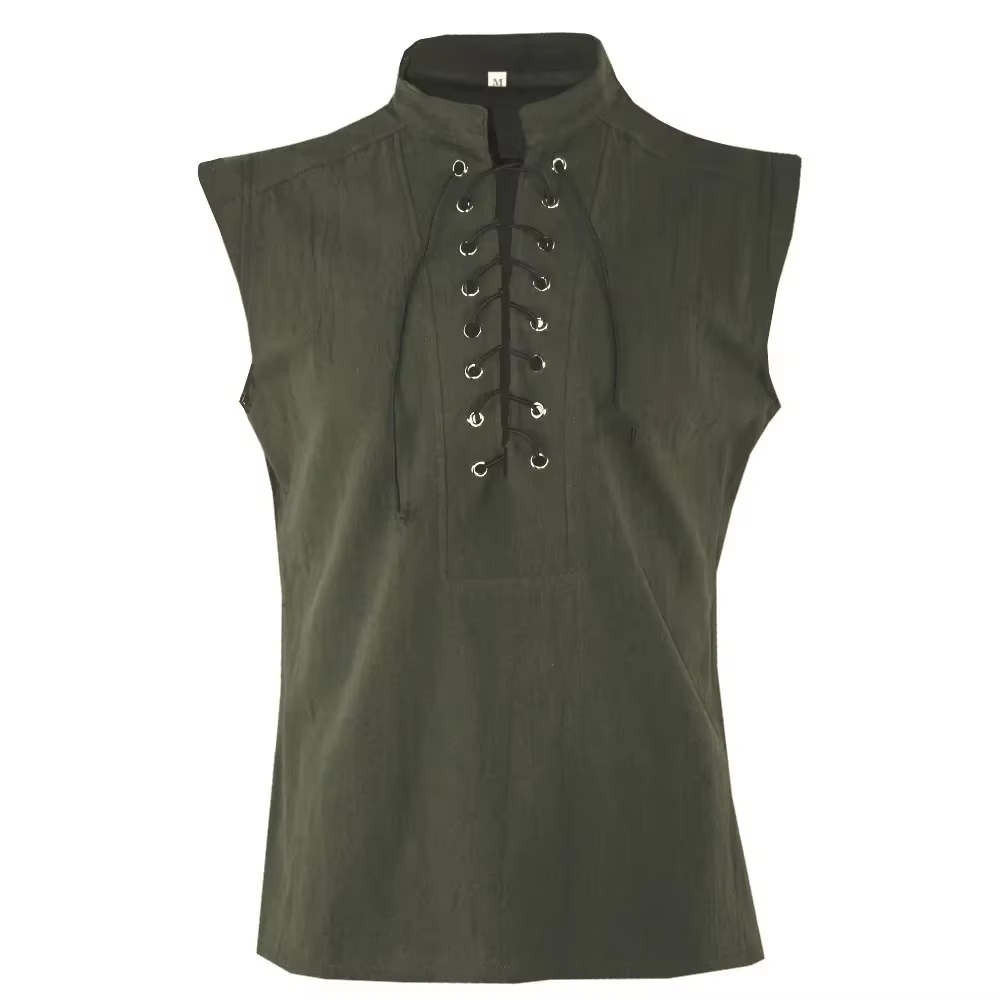 Costume de guerrier médiéval et de chevalier pour homme, Robe, Haut, T-shirt sans manches, Chemise à