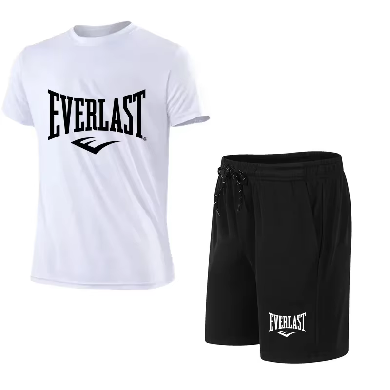 Ensemble 2 pièces T-shirt et short EVERLAST pour homme 2026 – Tenue de sport décontractée à manches 