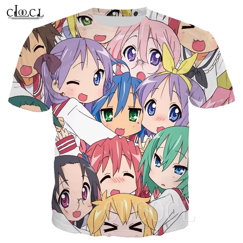 CLOOCL-T-shirt Lucky Star pour Homme et Femme, Streetwear Harajuku, Imprimé en 3D, Anime Japonais, D