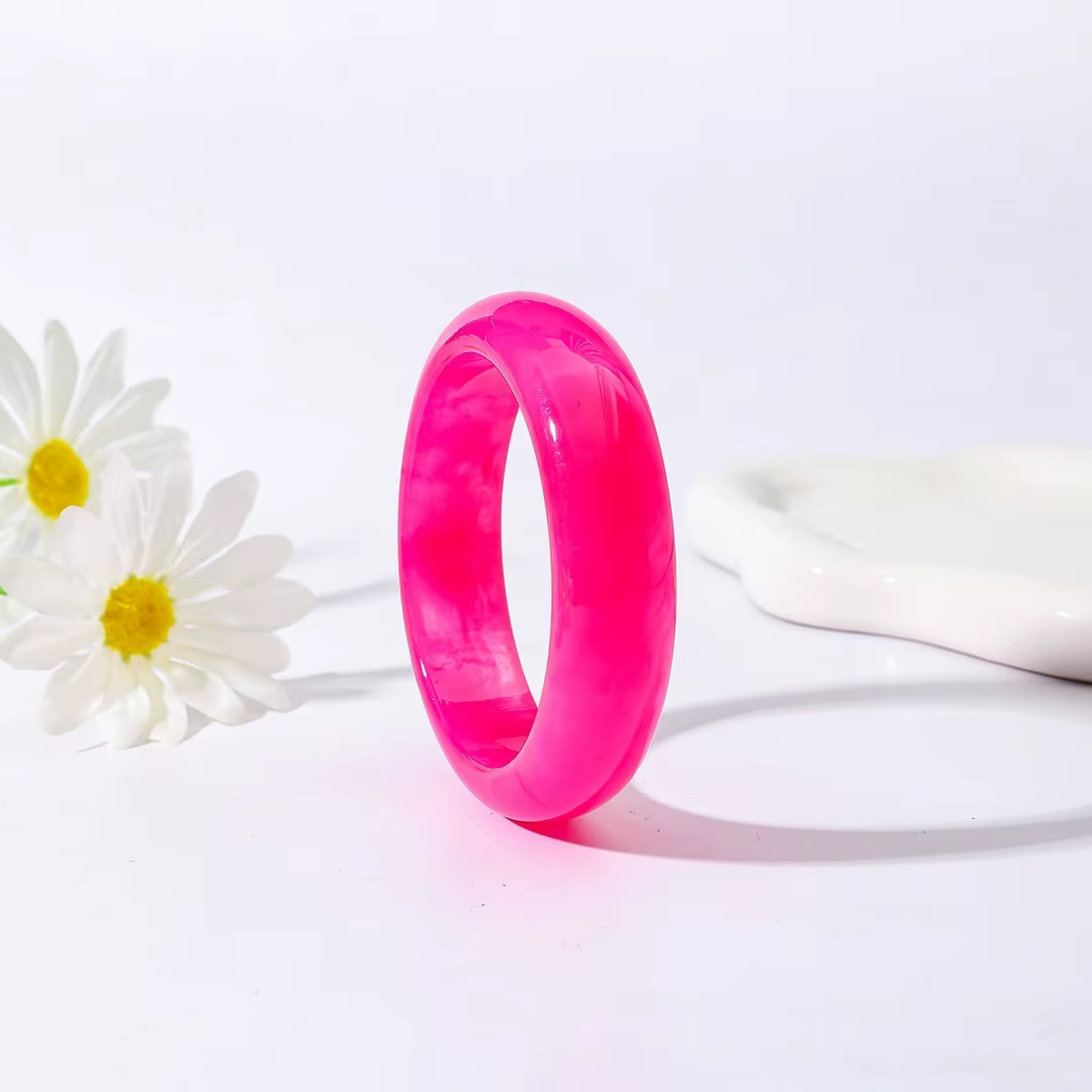 DIEZI Bracelets larges et multicolores en résine acrylique, 10 couleurs, style géométrique rond, pou