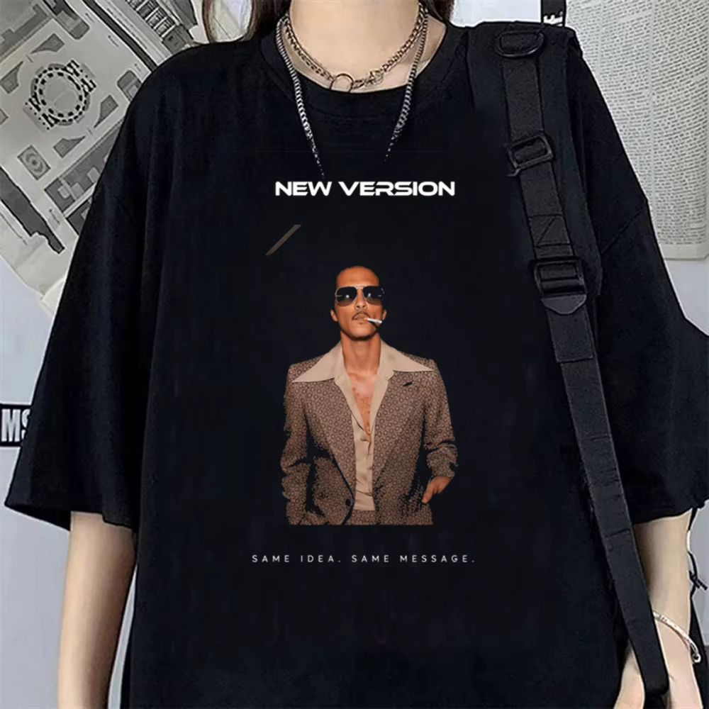 Bruno Mars The Romantic Tour – T-shirt décontracté à col rond, T-shirt graphique noir de haute quali