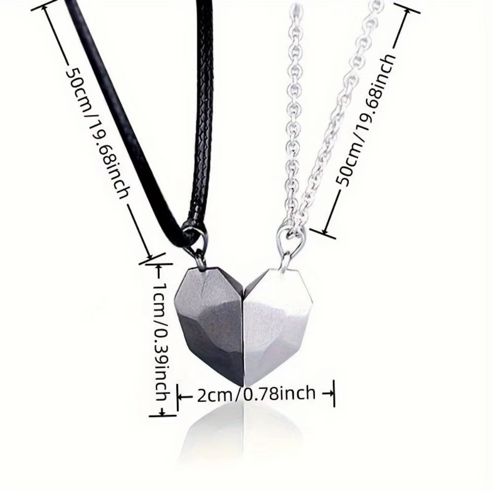 Cadeau de saint valentin bonne qualité Simple Couple pendentif collier électrocardiogramme magnétiqu