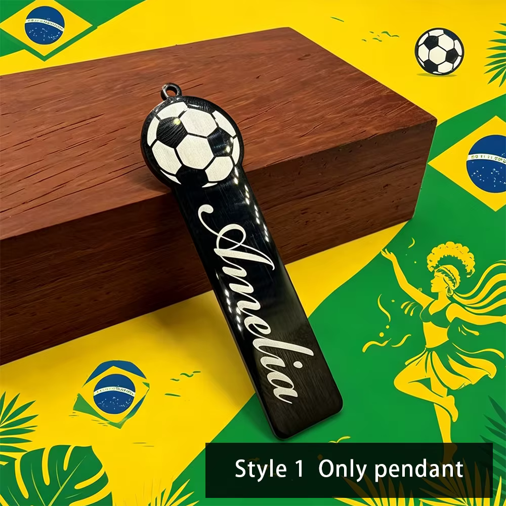 Porte-clés de football personnalisé en acier inoxydable noir, pendentif avec nom personnalisé, cadea
