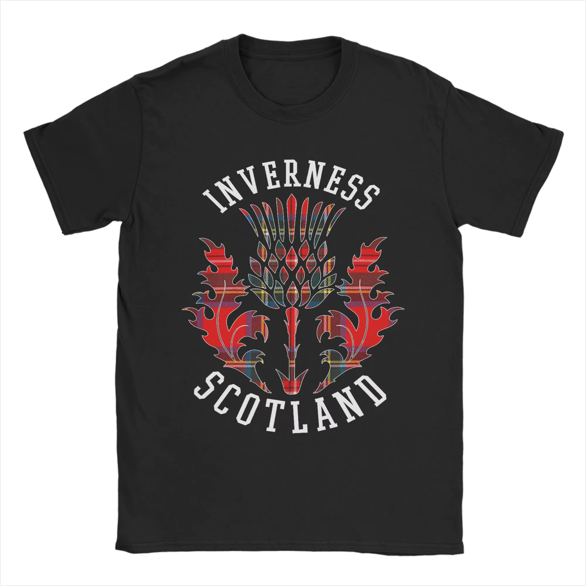 T-Shirt décontracté à col ras du cou pour hommes, en pur coton, avec emblème de tournesol écossais, 