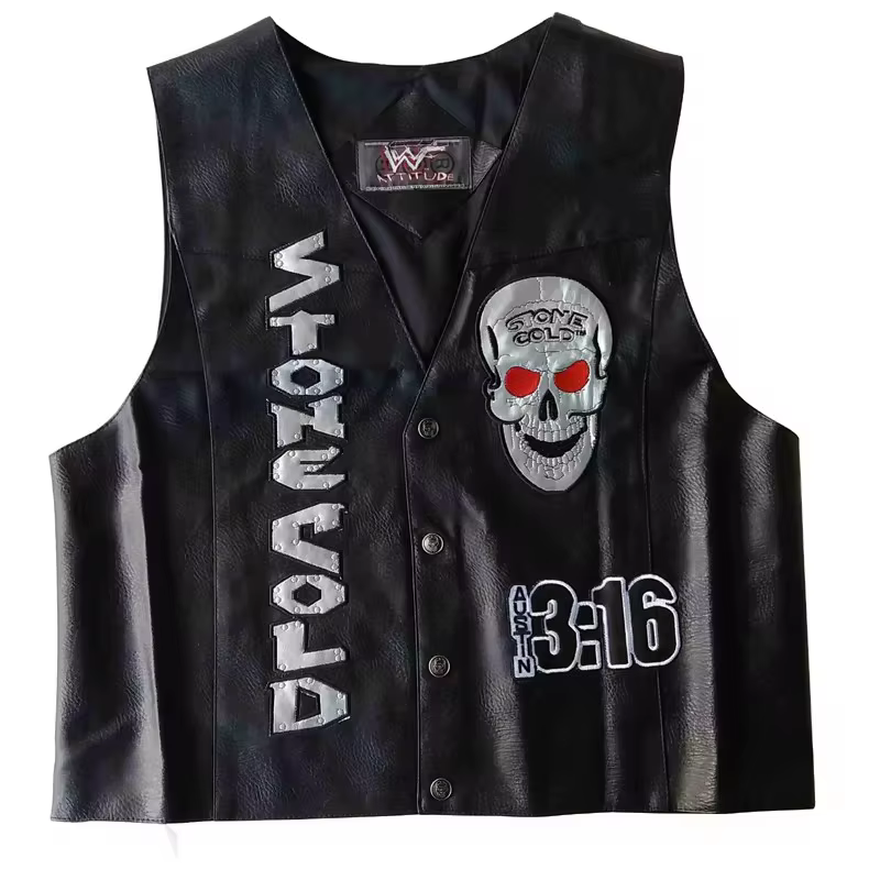 WWF Stone Cold Steve Austin 316 Smoking Skull Vest Attitude Era Nouveau Merchandise Vintage à Collec