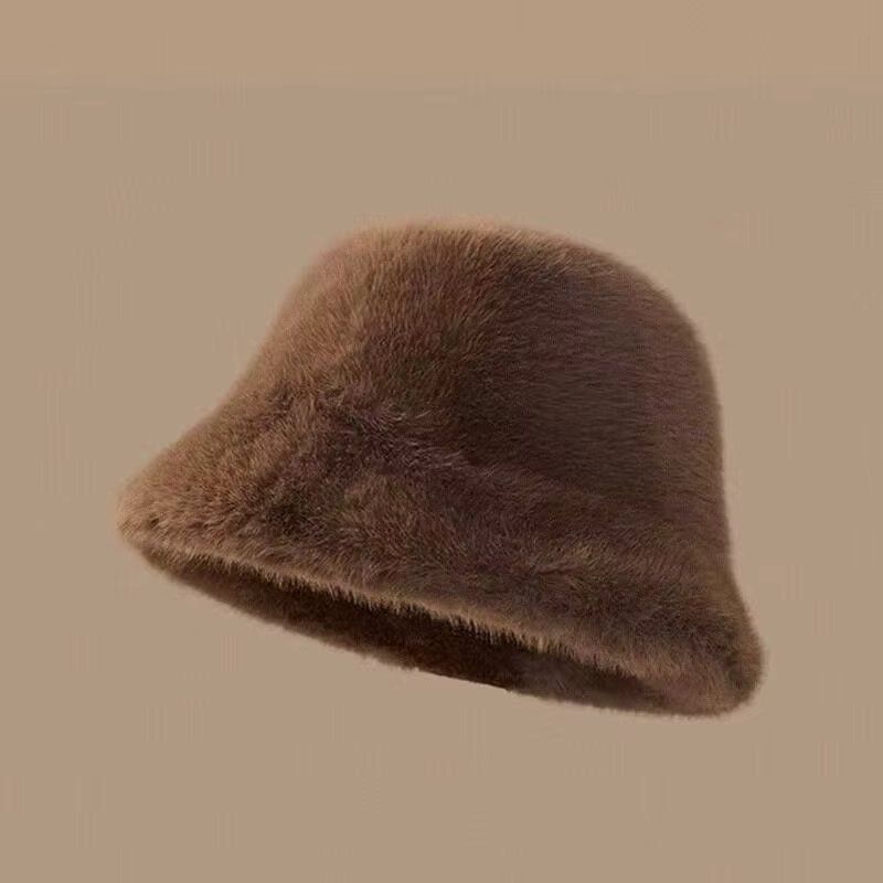 Chapeau de pêcheur en fourrure moelleuse pour femmes, casquette de Protection des oreilles en peluch