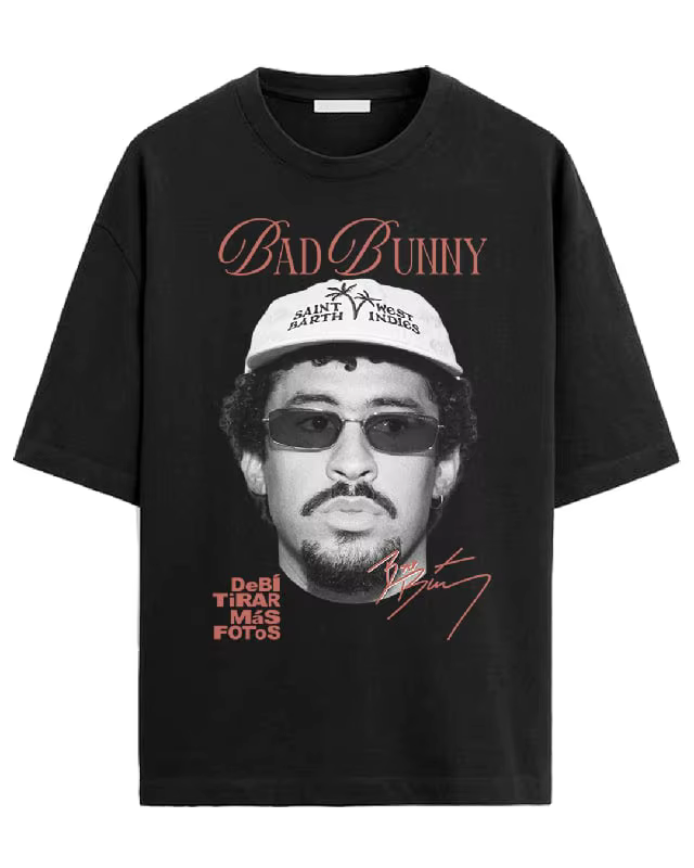 T-shirt Bad Bunny été 2026 en coton pour femme et homme, coupe oversize, style streetwear, manches c