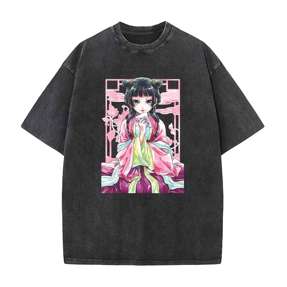Maomao imprimer t-shirt Anime l'apothicaire journaux t-shirt femmes hommes vêtements lavé été à manc
