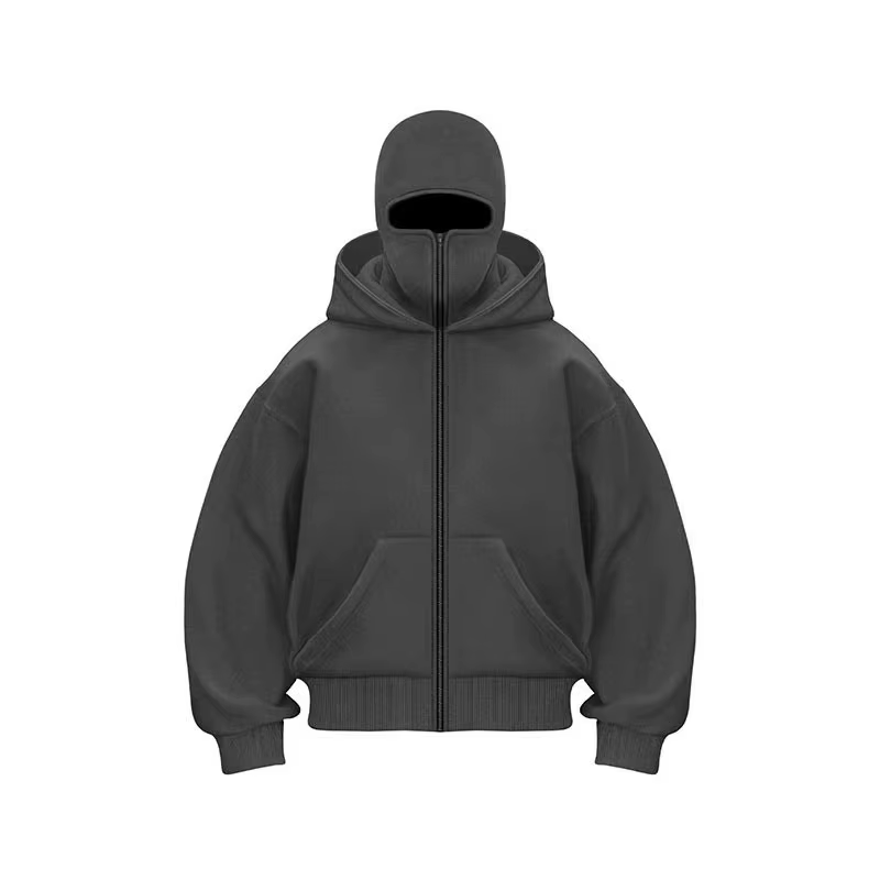 Cagoule à capuche zippée pour homme, sweat-shirt chaud et décontracté, Y2K, avec masque facial à cap