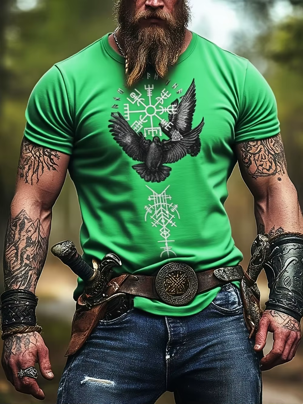 T-shirt pour homme à motif nordique Viking imprimé en 3D - Grande taille - Séchage rapide et respira