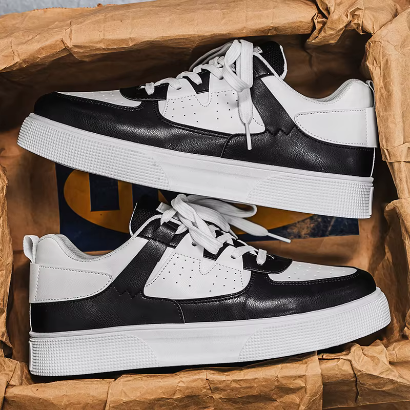 LOEIKAN Baskets décontractées blanches pour hommes |   Chaussures de skate légères à tige basse |   