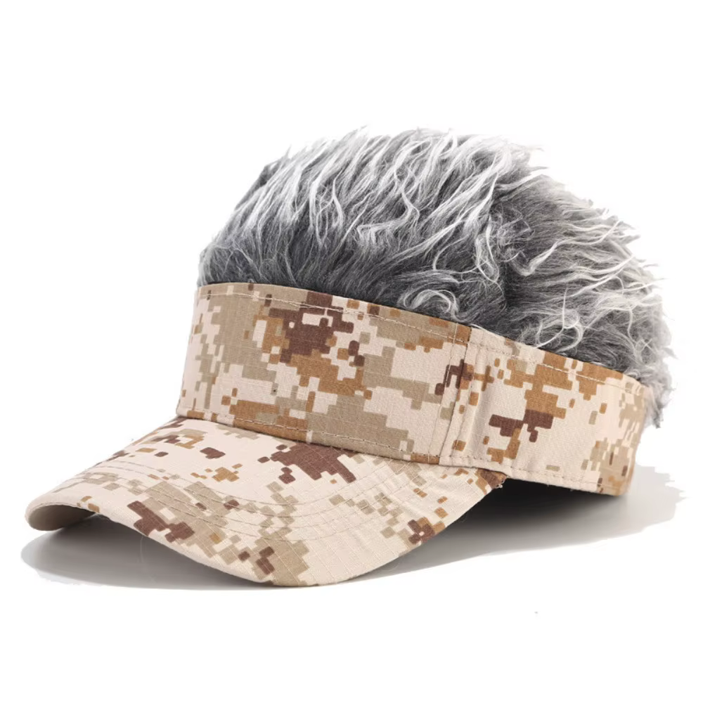 1 pièce Casquette de baseball camouflage avec perruque à cheveux pointus, chapeau de soleil extérieu