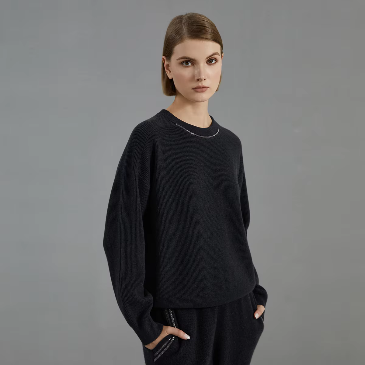 Pull tricoté pour femme, 100% laine mérinos, marque de luxe, vêtements d'automne, BC734