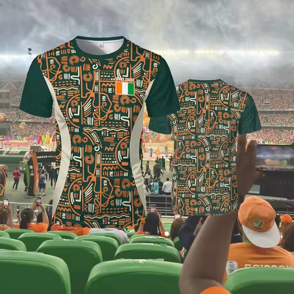 Nouveau T-shirt Thème Côte d'Ivoire 2026 – Maillot de Sport Respirant et Séchage Rapide Unisexe pour