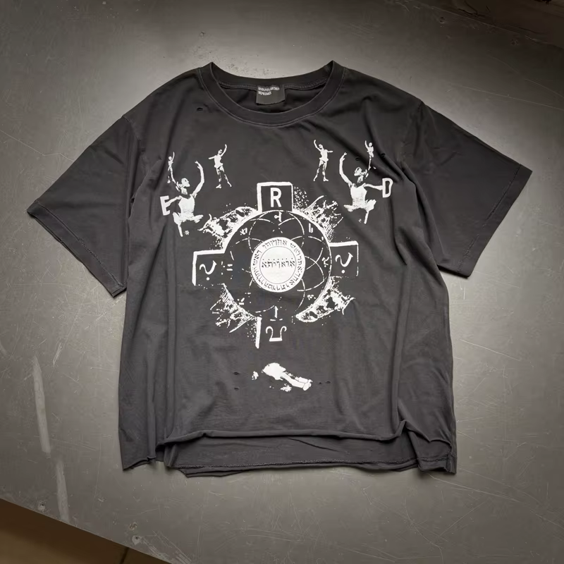 T-shirts à col rond imprimés vintage américains, motif hip-hop, manches courtes, unisexe, en coton, 