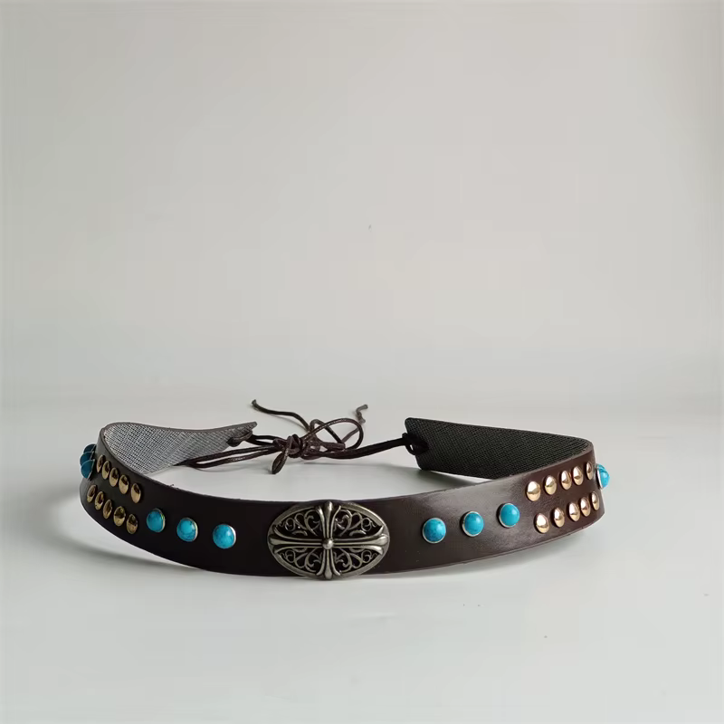 Accessoire Tête de Cheval Faite à la Main en Corde, Chapeau Ethnique Tricoté, Ceinture à Lacets, Ban