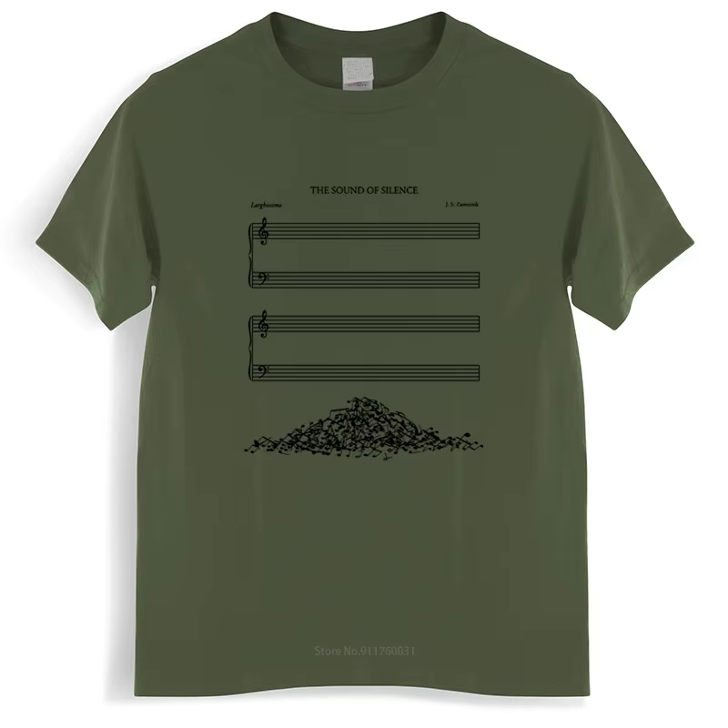 T-shirt d'été pour hommes, t-shirt The Sound of Silence, feuille de musique, punk visuel, punk, simo