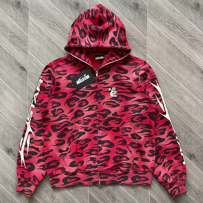 Sweat à capuche zippé HS Cheetah en violet, vert, rouge
