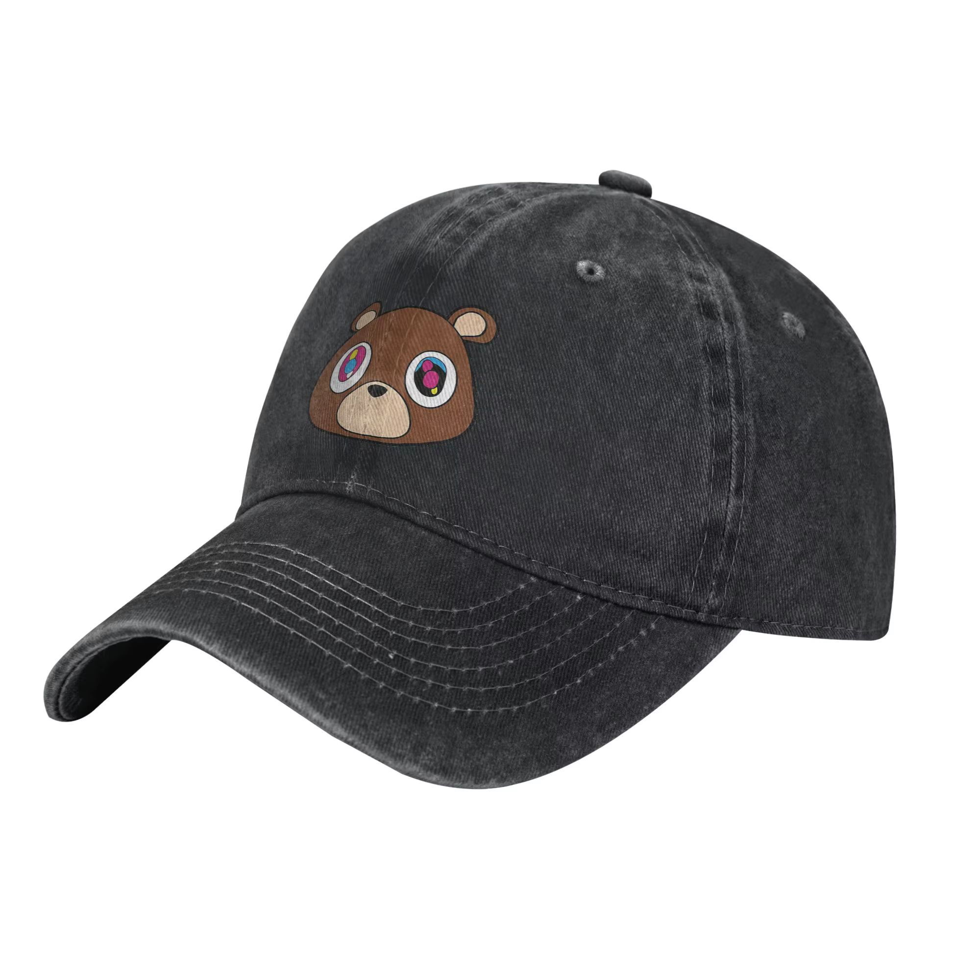 Kanye West Casquette de baseball vintage en denim vieilli Cutie Bear Casquette Snapback pour hommes 