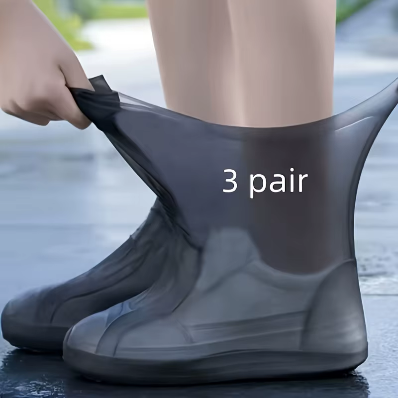 3 paires de couvre-chaussures imperméables unisexes, protections de chaussures élastiques résistante