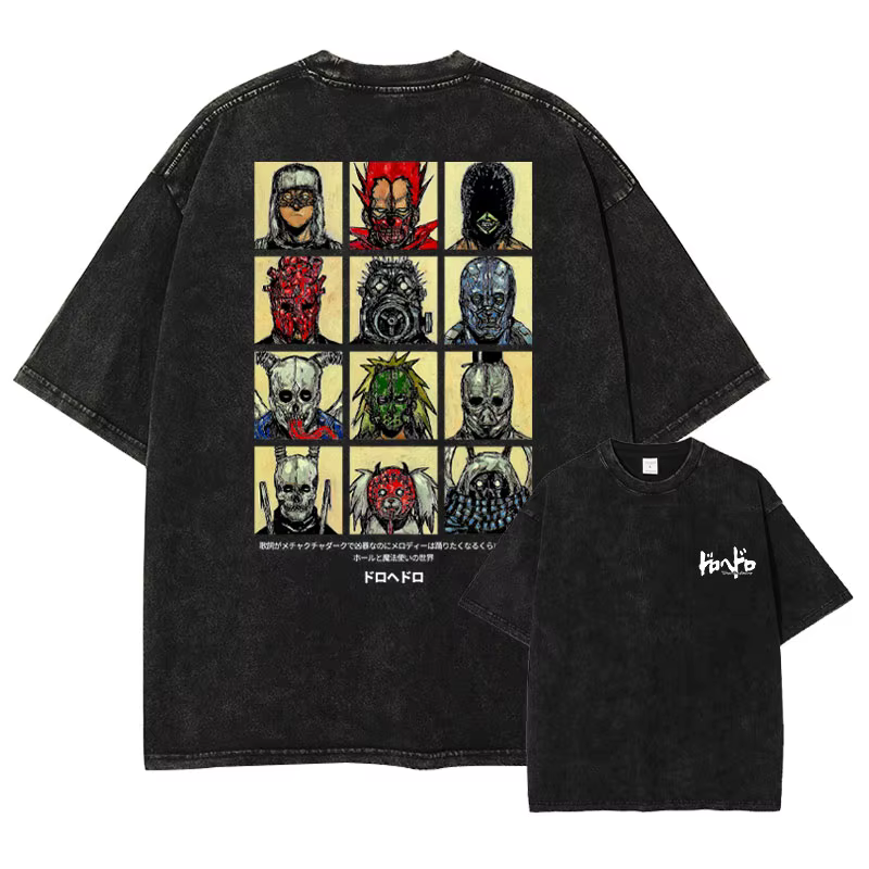 T-shirt Anime D-Dorohedoro Vintage Lavé Caiman En Nikaidou T-shirts Oversize Streetwear Rétro Fujita