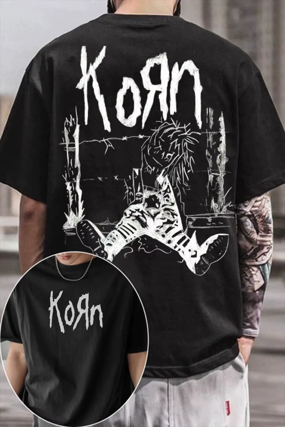 T-shirt Korn Band Oversize 2026 pour Hommes et Femmes – Coton, Décontracté, Manches Courtes, Col Ron