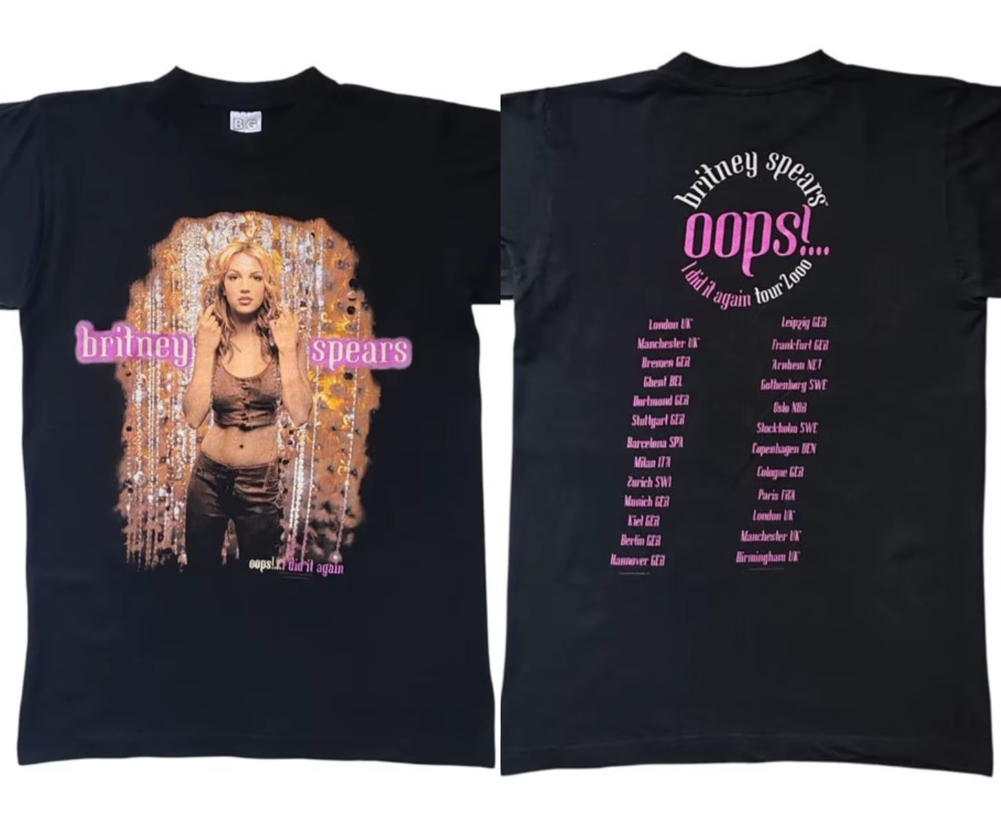 Tournée européenne vintage 2000 de Britney Spears : Oups ! T-shirt vintage I Did It Again, classique