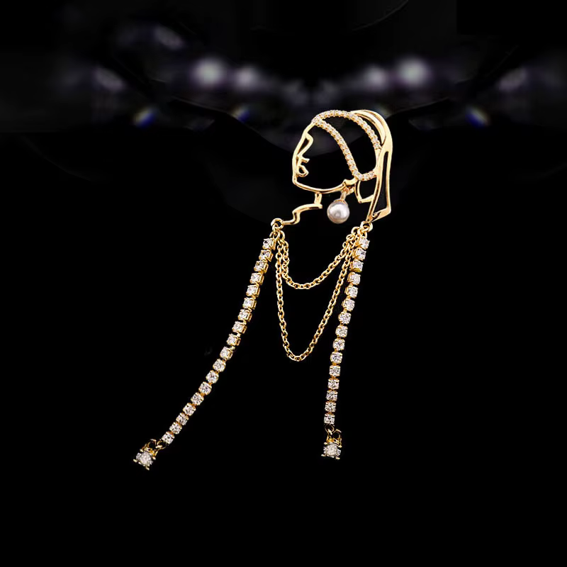Nouveau créatif plein Zircon gland fille portant des boucles d'oreilles en perles broche pour les fe