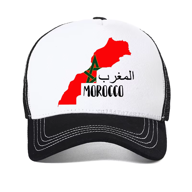 Casquette de baseball avec drapeau du Maroc pour hommes, casquettes imprimées marocaines, chapeaux à