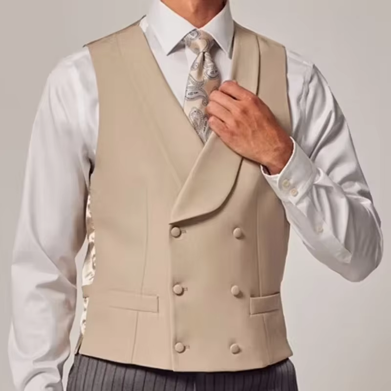 Gilet pour homme bleu ciel uni, à double boutonnage, col châle, pour mariage, marié, affaires, banqu