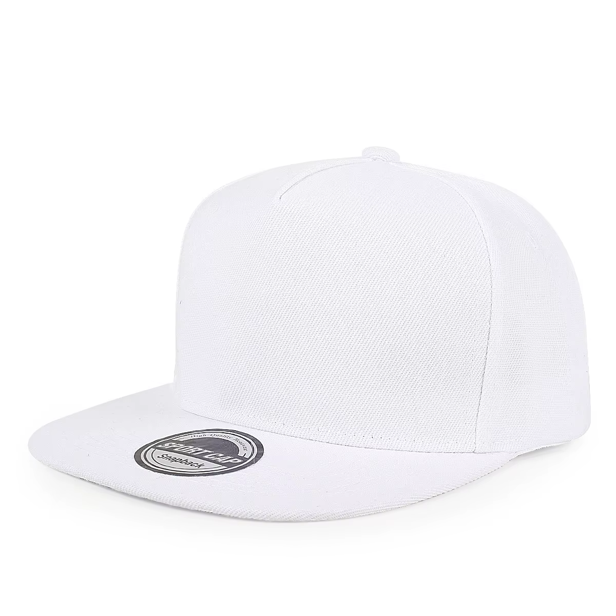 Casquettes à visière plate de couleur unie à cinq pièces avec logo imprimé personnalisé, chapeau hip