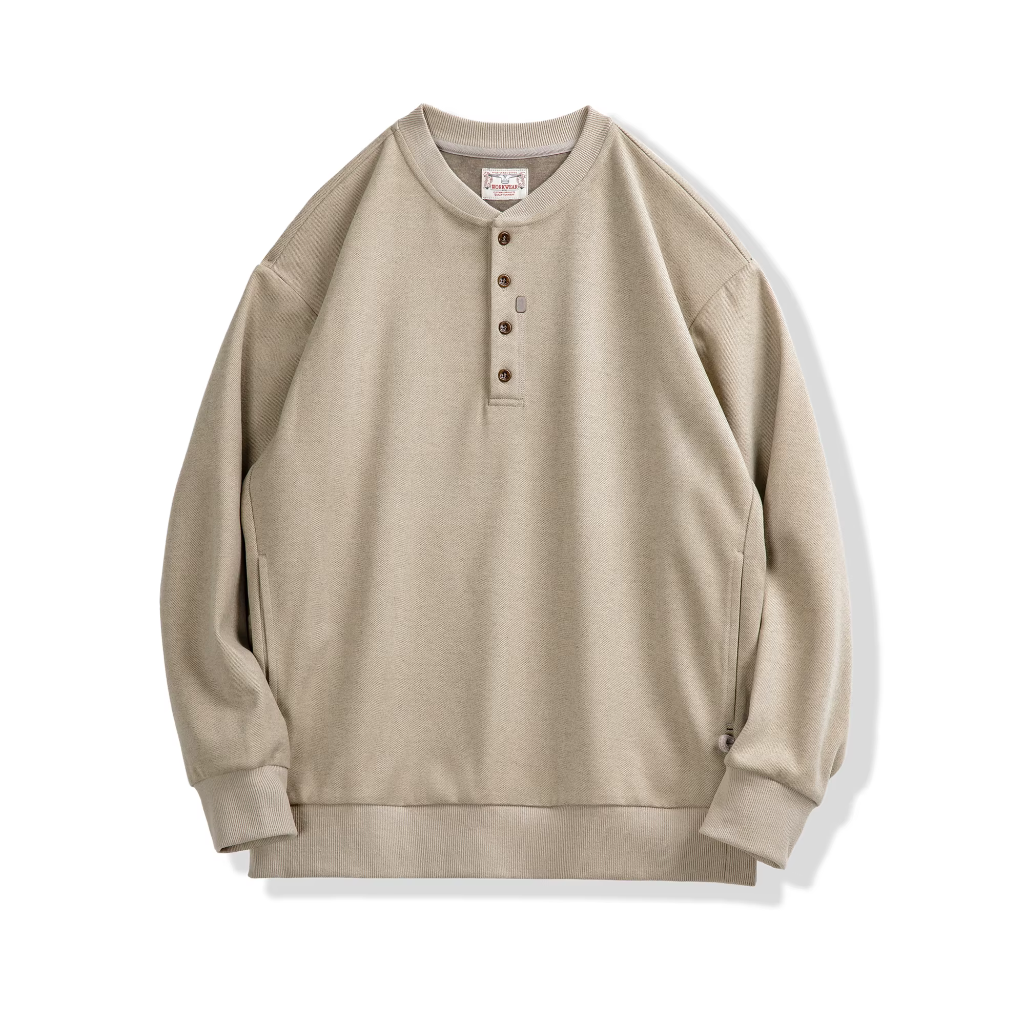 Maden américain décontracté col Henry vêtements pour hommes hauts sweat coupe propre à manches longu