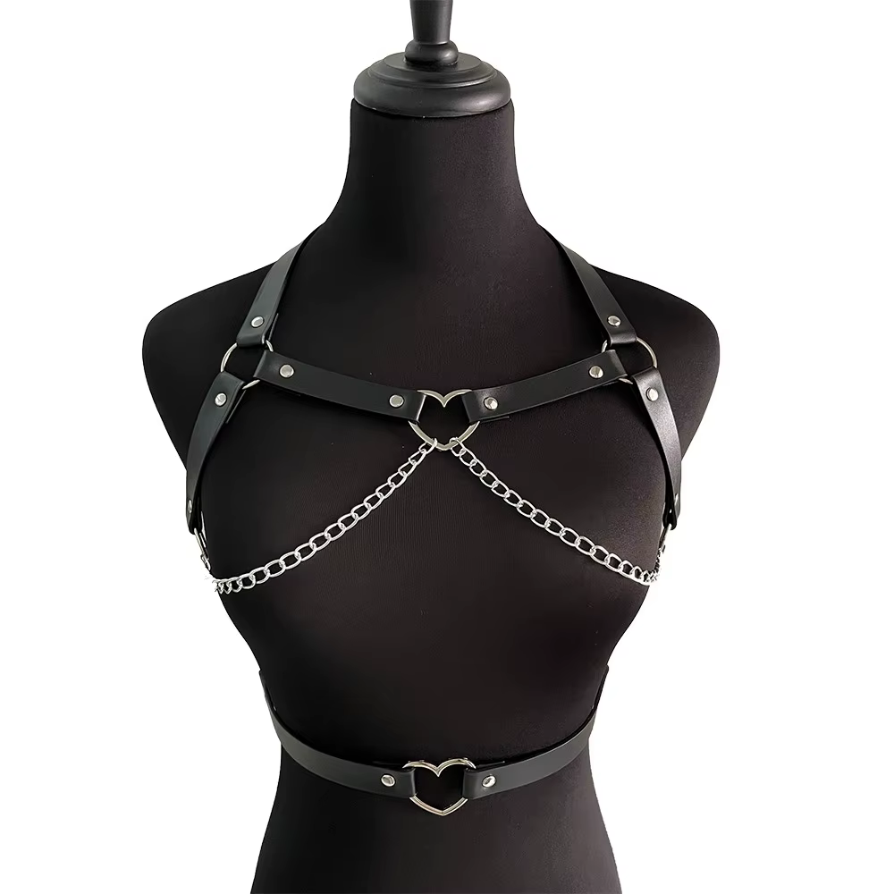 Ceinture harnais sexy pour femme, style streetwear, punk rock cool, en cuir PU, accessoire de vêteme
