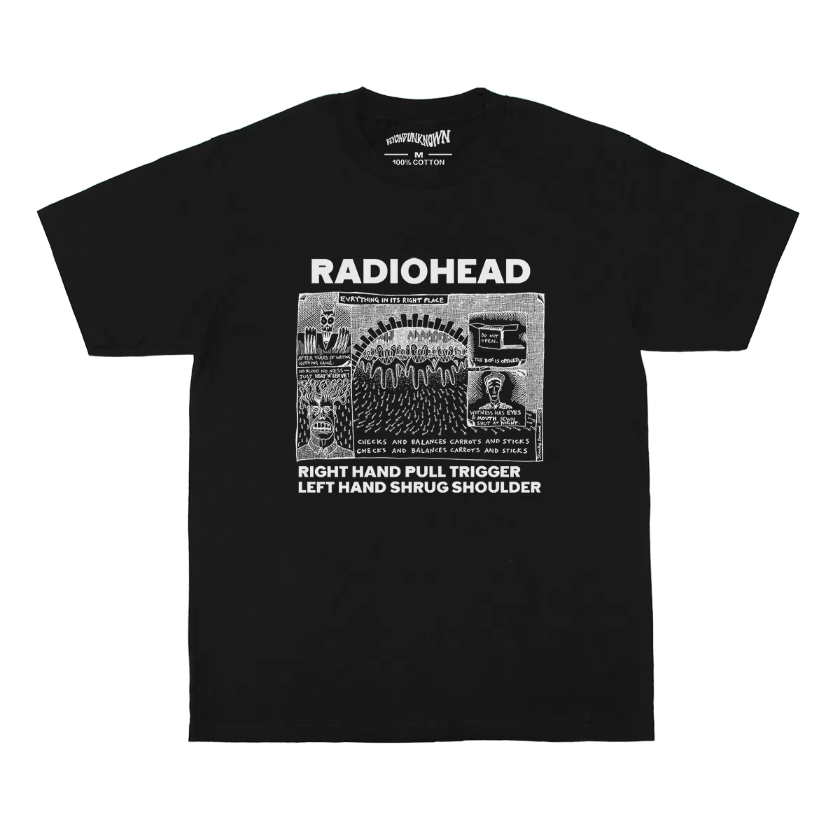 T-shirt Radiohead Everything in its right place, groupe de rock alternatif, en coton lavé, manches c