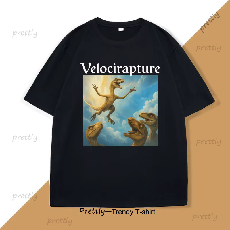 Velocirapture drôle dinosaure graphique T-Shirt hommes femmes Harajuku coton à manches courtes impri